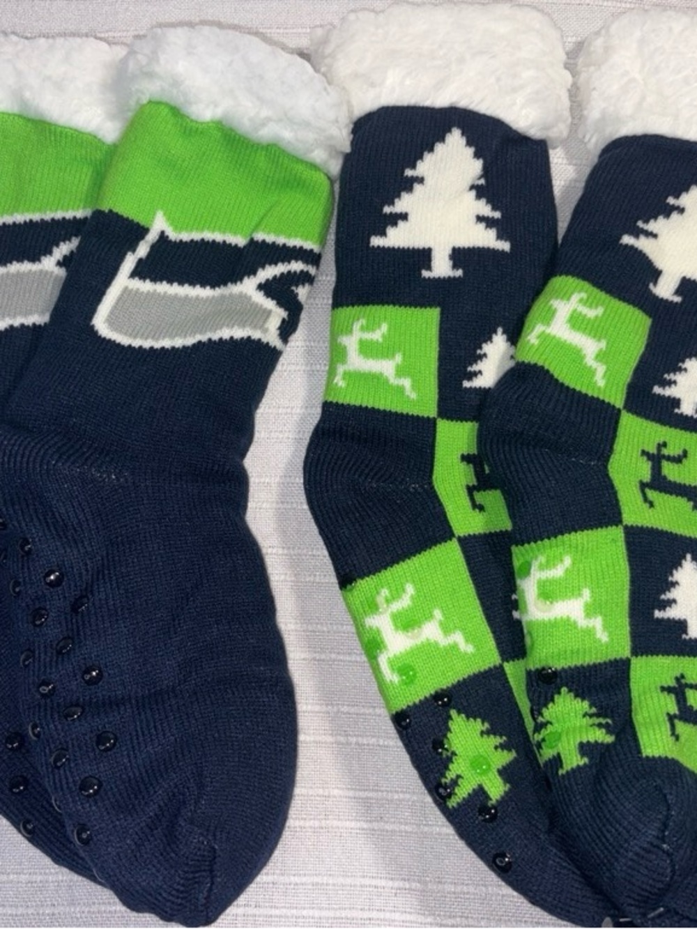 NWT  NFL Seattle Seahawks Slipper Socks 2 Pack Blue Green One Size